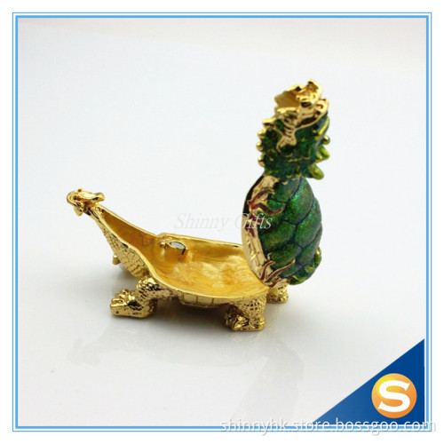 Fengshui Home Decorative Metal Craft Dragon Turtle Trinket Box Jewelry Box